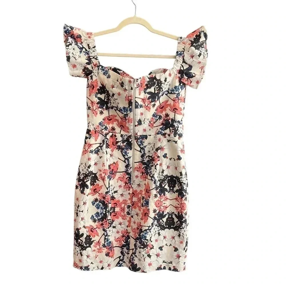NWT Parker Savina Dress Off the shoulder Floral Mini Sz Large - Picture 8 of 12